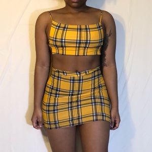 Yellow Plaid 💛💙 Backless Two Piece Set